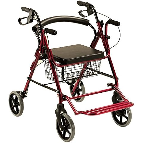 Andador Rollator y Silla de Ruedas 2 en 1, Rojo Cover