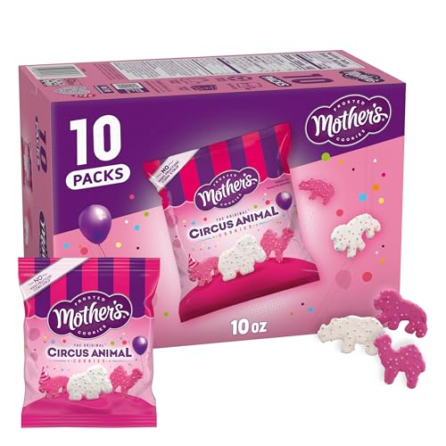 Mother’s Original Circus Animal, Frosted Animal Cookies with Rainbow Sprinkles, 10 packs, 1 oz...