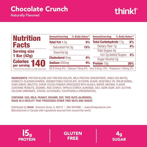 Think! High Protein Crispy Squares Chocolate Crunch Treat (10 Pack)