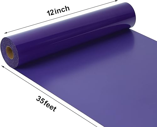 Miniatura 2 de Vinilo HTV - Vinilo de transferencia de calor de 12 pulgadas x 35 pies, vinilo morado para planchar, vinilo adhesivo brillante para Cricut y Cameo,