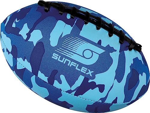 Sunflex® Neopren American Football Camo Blue | Werfen & Fangen | wassfestes Wurfei mit rutschfestem Grip | für Strand, Park & Garten| leicht & robust | 127g | für Kinder & Erwachsene