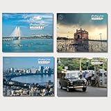 VERYFIRSTTALE Mumbai Postcards Pack of 4 | Indian Souvenirs | Assorted Collection | Premium Glossy - 350 GSM | Free Envelopes