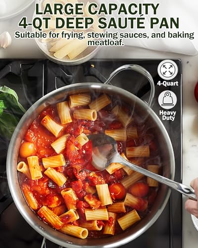 Cooks Standard 02460 Multi-Ply Clad Stainless Steel Saute Pan 10.5 Inch, 4 Quart Deep Frying Pan Skillet thumb #4