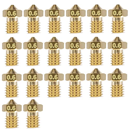 Lot de 20 buses d'extrudeuse en laiton pour imprimante 3D V5/6 Tête d'impression de rechange 1,75 mm (0,6 mm) 1 Lot de 20 buses d'extrudeuse en laiton pour imprimante 3D V5/6 Tête d'impression de rechange 1,75 mm (0,6 mm)