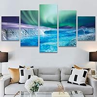SIGNWIN 5 Panel Canvas Wall Art Modern Art Astronomy & Space Aurora Colorful Global Multicolor Photography for Home Decorations Ready to Hang - 60