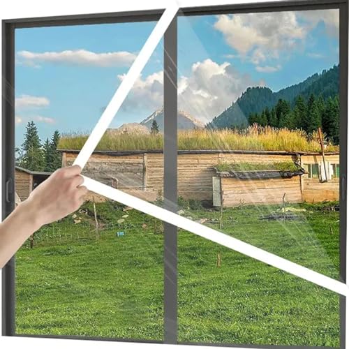 AiChen Kit de aislamiento para ventana resistente a la intemperie, 145 x 200 cm, película transparente cortable de 0,3 mm de grosor, fácil de abrir para ventilación, reutilizable, color blanco