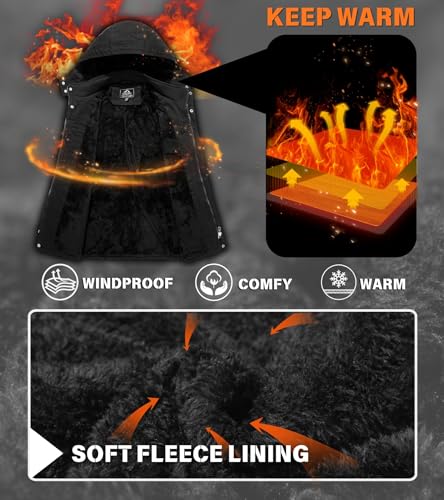 EKLENTSON Men's Winter Coat Fleece Lined Military Jacekt Thick Cotton Parka Jacket Warm Cargo Jacket Work Coat with Hood4