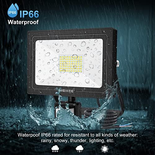 Security Lights with Motion Sensor MEIKEE PIR Security Lights 60W 5200 Lumen Outdoor LED Floodlights IP66 Waterproof Daylight White 6500K Wall Light Outdoor for Garage Forecourt Warehouse Backyard
