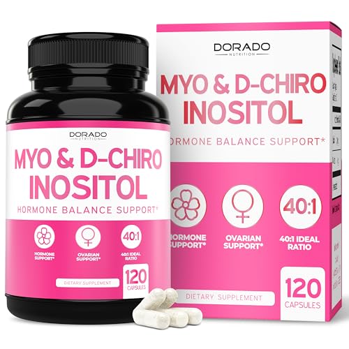 Myo-Inositol & D-Chiro Inositol Supplement For Women (120 Capsules, 2050mg Per Serving Ideal 40:1 Ratio Myo Inositol) Hormone Balance for Women - Third Party Tested, Vegan Safe & USA Made - 120 Count