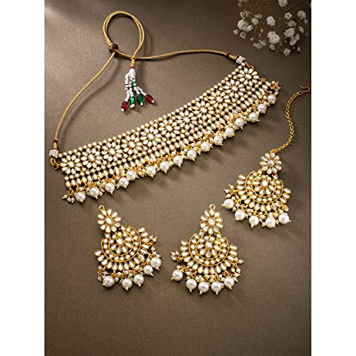 Image of Peora Kundan Faux Pearl Traditional Jewellery Set Gift for Women