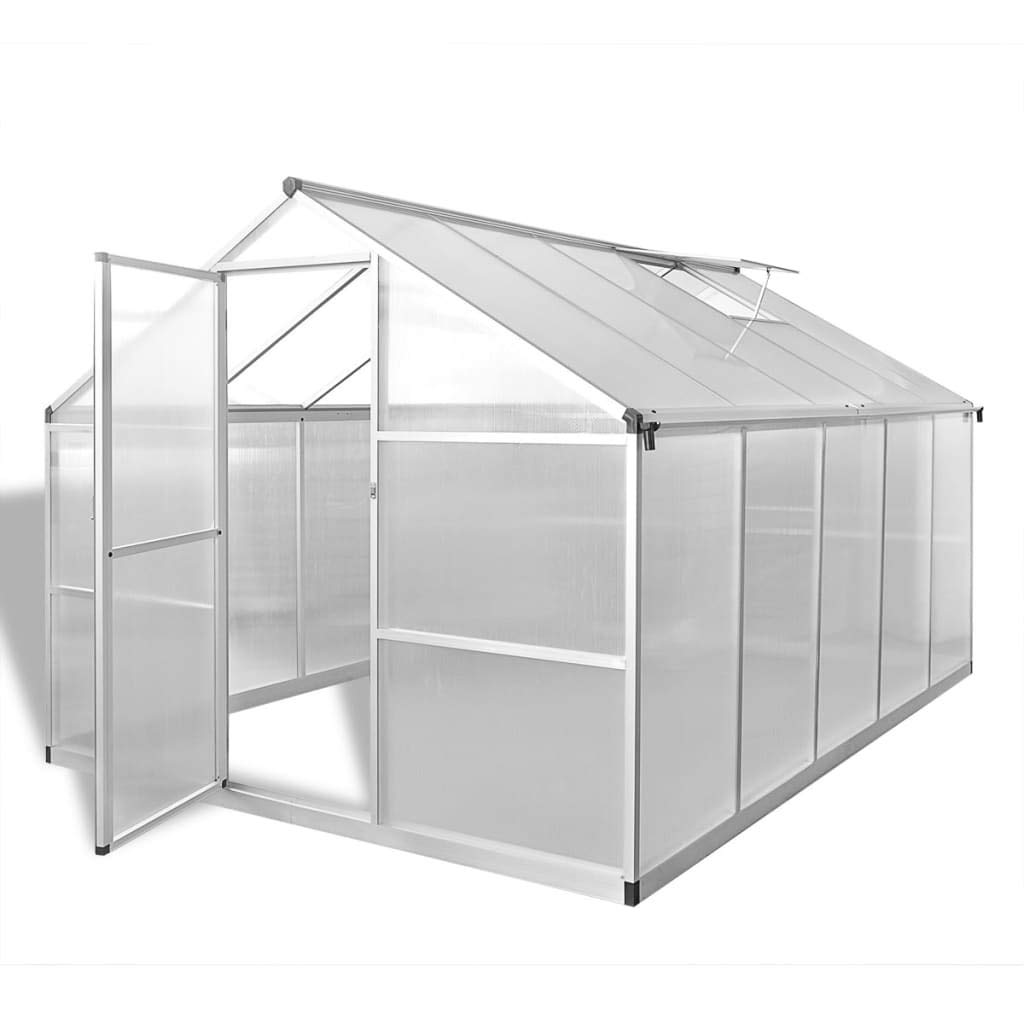 Serra con fondamenta, 7,55 m², telaio in alluminio, policarbonato, resistente ai raggi UV, resistente alle intemperie, per giardinaggio hobbistico