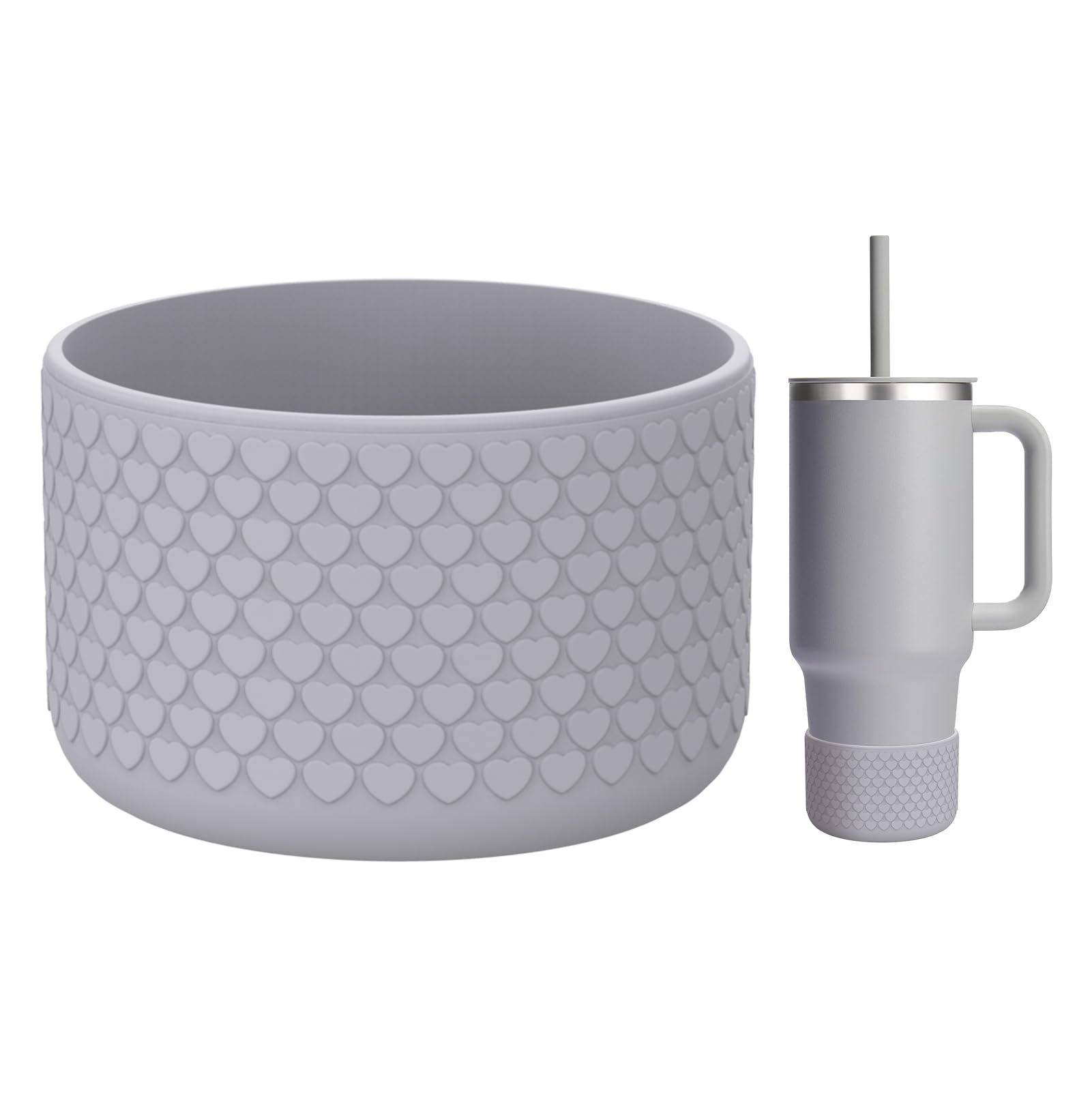 WUQID Heart Shaped Texture Silicone Boot Compatible with Stanle Quencher H2.0 & IceFlow Flip 20oz 30oz 40oz and Hydro Sport Flask 12-24oz, Anti-Slip