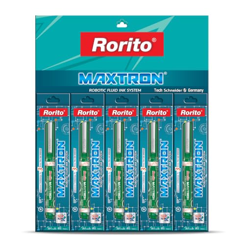 Image of Rorito Maxtron Pen | Robotic Fluid Ink Technology | Tungsten Carbide Fine Tip | Waterproof Ink | Ideal Pen for Students | Refillable (Green)