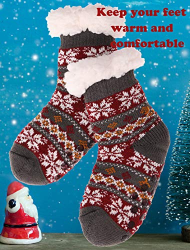 Image of MOGGEI Girls Slipper Fuzzy Socks Kids Boys Fluffy Fleece Lined Warm Plush Sherpa Winter Child Home Socks