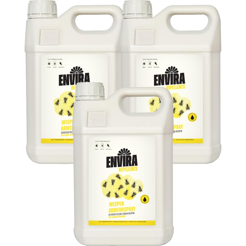 Envira Wespenspray 3 x 5 Liter - wirksam gegen Wespen im Haus | Wespen vertreiben - Spray mit Langzeitwirkung, Mittel gegen Wespen für Wohnung, Dachboden und Garten, effektiv fernhalten