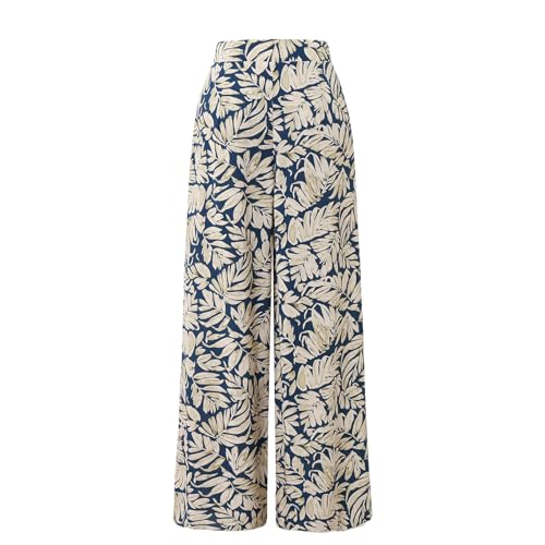 Women's High - Waist Wide Leg Boho Palazzo Pants - Tropical Print with Side Zipper2