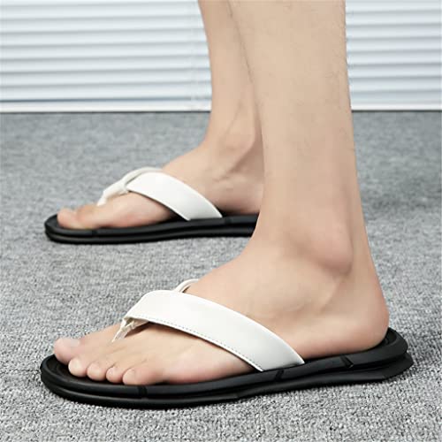 Leisure Men's Slippers Genuine Leather Casual Shoes Men Breathable Beach Flip Flops Retro Street Slippers(D,38)3