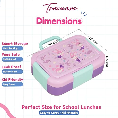 Image of Trueware Galaxy 2 304 Stainless Steel PU Insulated Lunch Box with Two Compartment BPA Free, Food Grade Ideal for School, Picnic, Office & Outdoor - 530ml