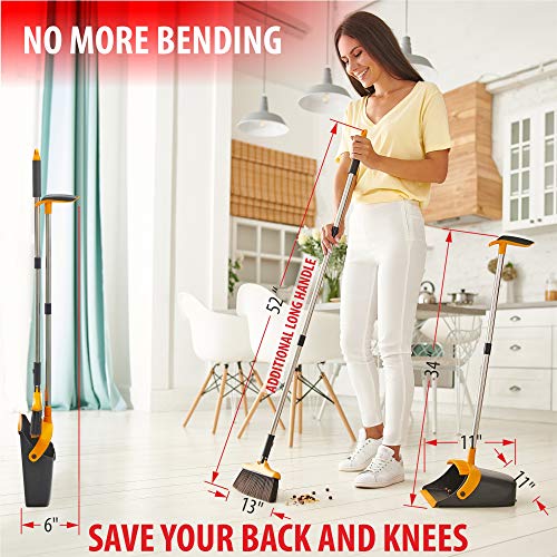 Broom and Dustpan Set with Long Handle - Kitchen Brooms and Stand Up Dust Pan Magic Combo Set for Home - Lobby Broom… - Image 6