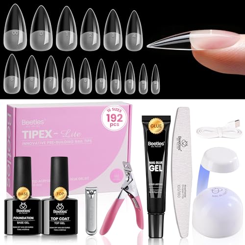 Beetles Tipex Lite Apex Nail Tips Kit, Stiletto Medium,192pcs 16