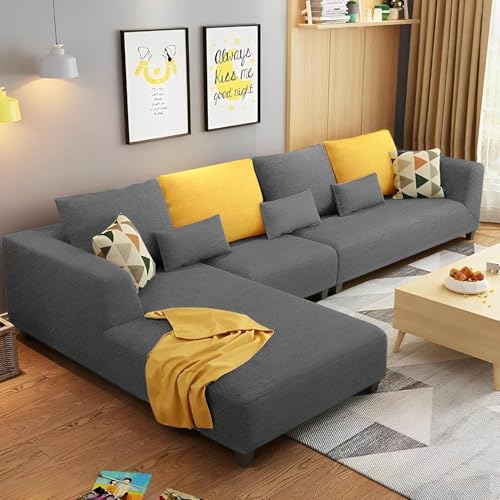 Casaliving Minta LHS 6 Seater L Shape Sofa Set for Living Room (Dark - Grey Colour) Premium Fabric Sofa Set for Living Room Sofa Set