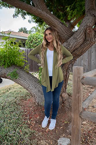 Free To Live 3 Pack Women's Long Sleeve Cardigans - Open Front Drape Lightweight Knit Sweater #TOP5