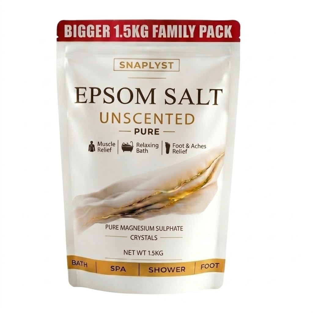 Epsom Salt for Pain Relief Foot Soak & Bath Soak | 1.5kg | Pure Bath Salt for Relaxation & Muscle Recovery | Epsom Salts for Feet Care-image-23