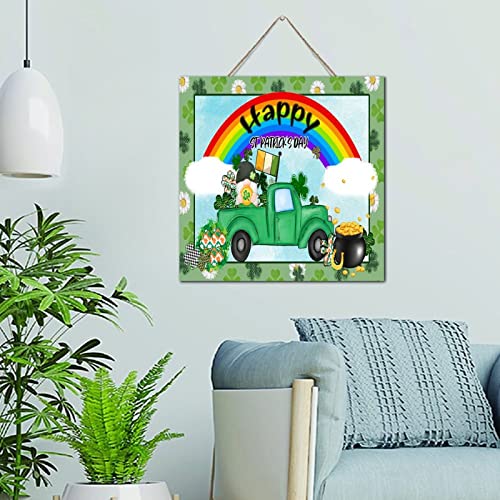 Panneau en bois rustique de la Saint Patrick : décoration murale raffinée gnomes de trèfle vert