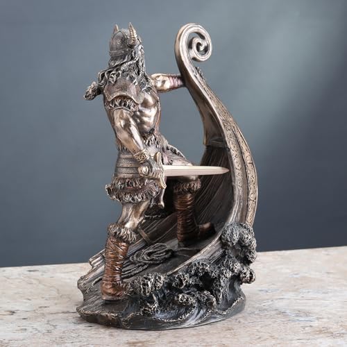 Estatua Decorativa Vikinga de Bronce Antiguo 9.5 In miniatura 3