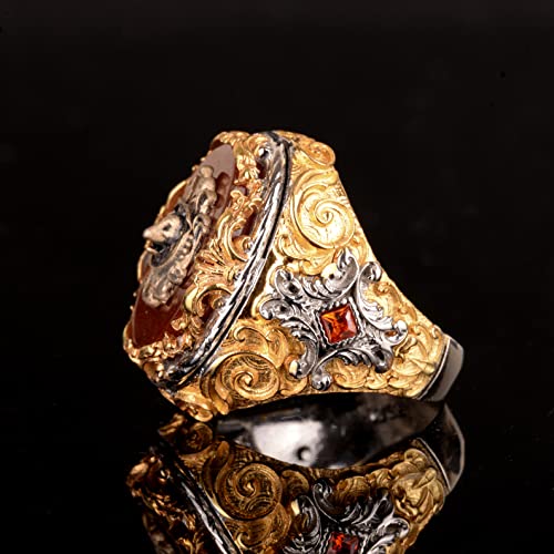 Mens Silver Lion Ring, Lion Head Signet Ring, Animal Rings, 925 Sterling Silver Ring, Handmade Men Ring #TOP3