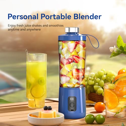 Image of Portable Blender Bottle | 600 ml Personal Smoothie Blender | USB Rechargeable Juicer Mixer | 6000mAh Battery | 230W Motor