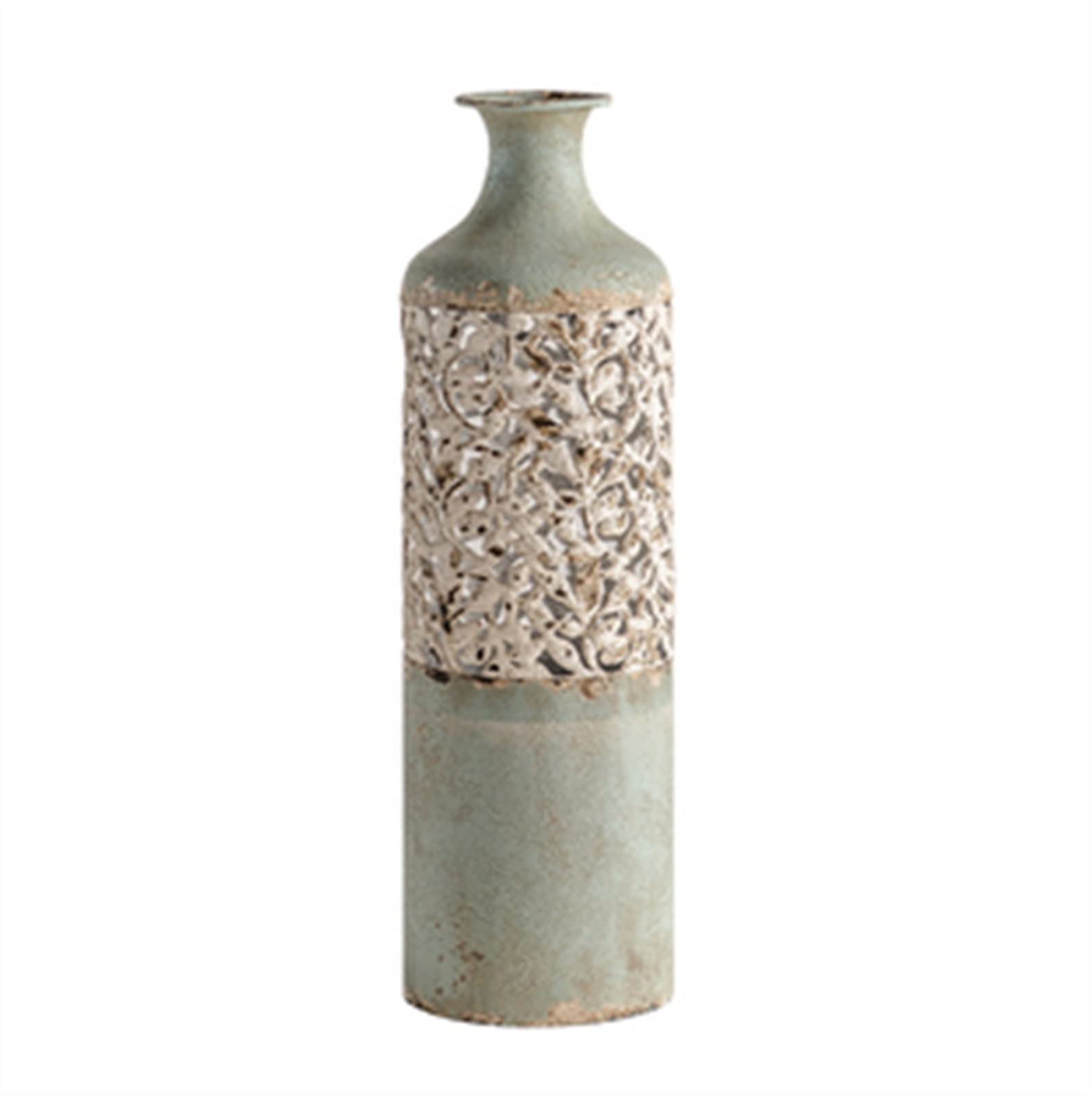 asdchZen Vases Vintage Vase Ornament Handmade Iron Flower Arrangement Vase Living Room Corridor Bedroom Ornament Entryway Desktop Decorations Flowers Vases,One Color-1