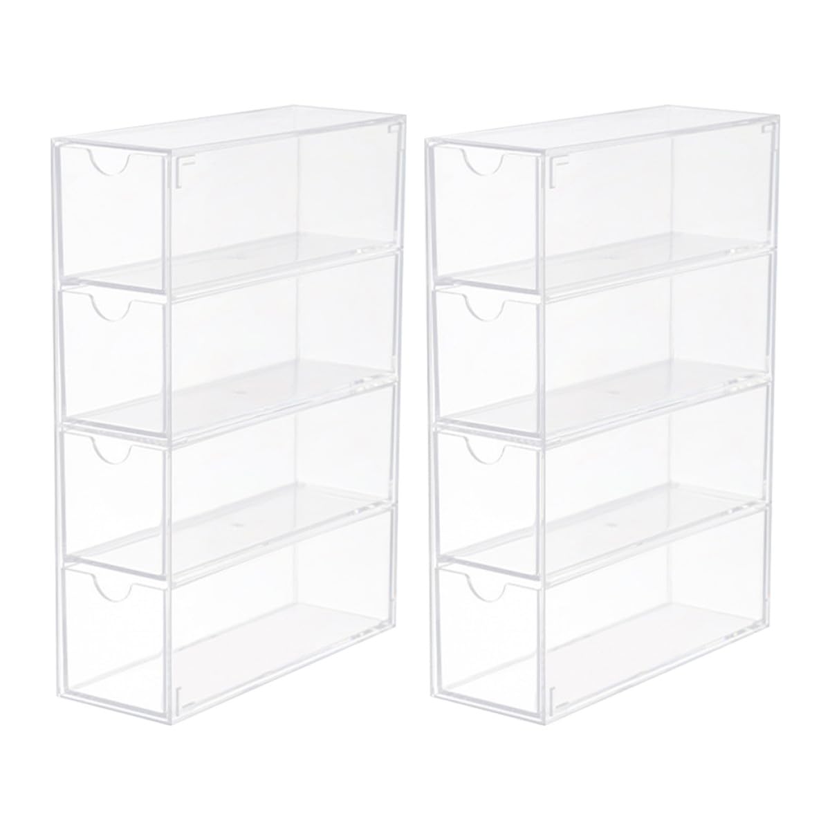 Didiseaon Caja Organizadora Transparente para Gafas de Sol, Acrílico 4 Capas, Cajones, Almacén Multifuncional para Hogar y Tienda, Set de 2 Unidades