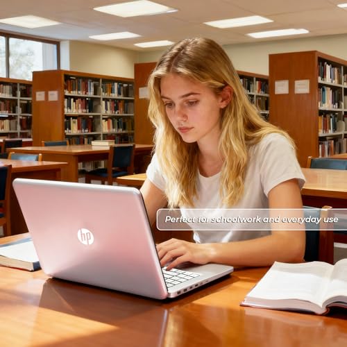 Image of HP 14″ Rose Gold Lightweight Laptop | Microsoft 365 & Copilot AI | Intel Processor | 4GB RAM Memory | 128GB SSD + 1TB Cloud Storag | Windows 11 | Portable Student Laptop