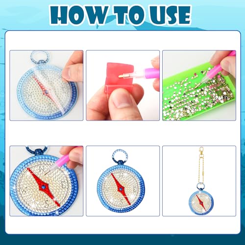 Image of HASTHIP 12 Pcs 5D Diamond Painting Keychain Kit