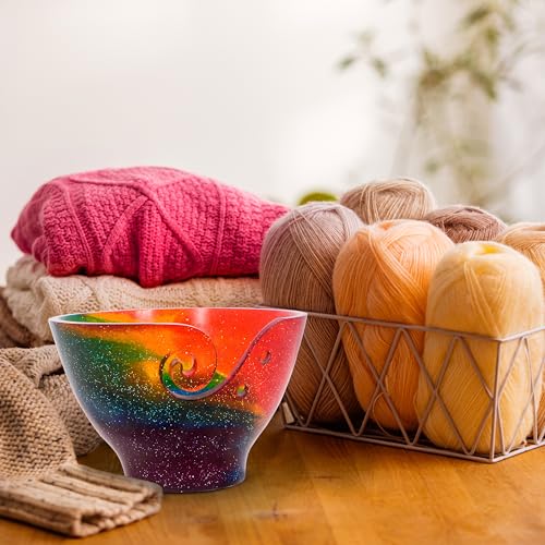 Image of Handcrafted Resin Yarn Bowl, Knitting Resin Storage Bowl, Crochet Kit Organizer. (Rainbow)