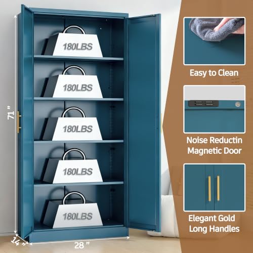 Image of 71 inch Metal Storage Cabinet with 2 Doors, 4 Adjustable Shelves