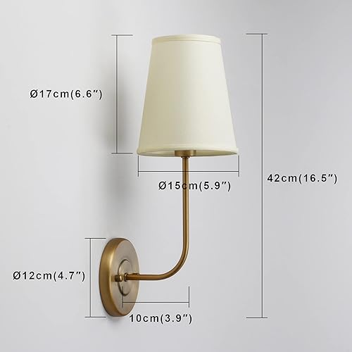 Miniatura 2 de Pathson Juego de 2 apliques de pared cableados, pantalla de tela amarilla crema, no blanca, moderna lámpara de tocador de pared de baño para