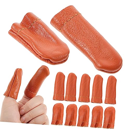 OSALADI 20Pcs Leather Finger Protectors for Sewing and Knitting Durable Thimbles for Felting Random Color Flexible Design for Comfort Finger Guards for Crafting