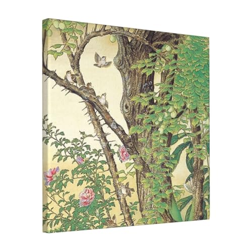 絵画 フレーム装飾画 榊原紫峰 青梅 右 キャンバスアート アートパネル 壁画 壁掛け 絵 モダンアート 版画 壁飾り 世界の名画 ポスター 40x40cm