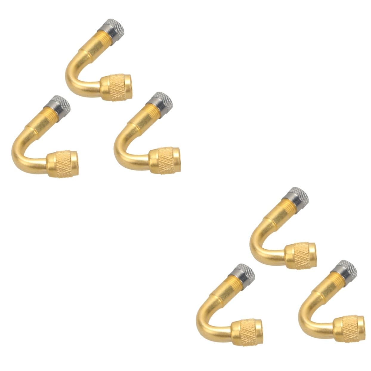 SOLUSTRE 6pièces Adaptateurs De Rallonge De Valve De Pneumatique à Degrés pour Voitures Camions Et Remorques Couleur Dorée