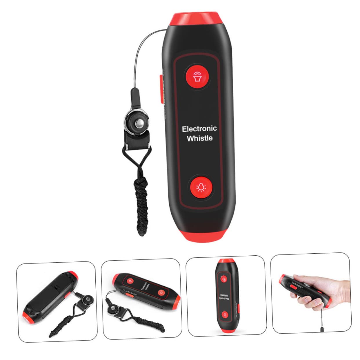 TOYANDONA Silbato Electrónico Portátil con Luz LED Sos y Linterna Silbato de Mano Multiusos para Árbitros Entrenadores Profesores y Actividades al Aire con Cordón Naranja sin Batería