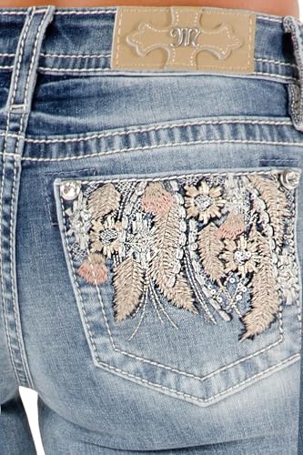 Miss Me Women's Sariya Floral Embellished Pockets Mid-Rise Bootcut Jeans4