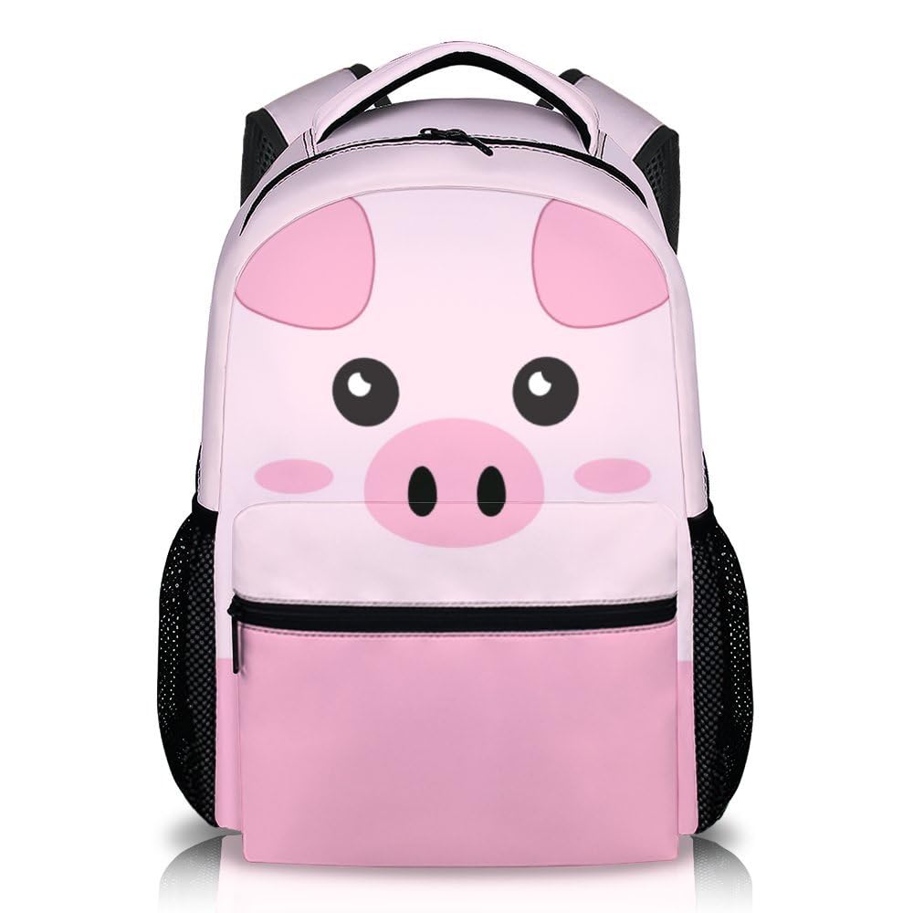 Wedinosaurnes School Backpack for Girls, Pig Girls Backpacks for Kids Student Preschool 17" Bookbag for School Travel Picnic