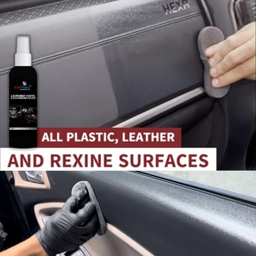 Image of CAR SAAZ Car & Bike Polish Combo | Polish Combo (100 ML Each) | Exterior Body Polish, Leather Vinyl & Dashboard Polish, Upholstery Cleaner, Tyre Shiner with | 4 Applicator Pads