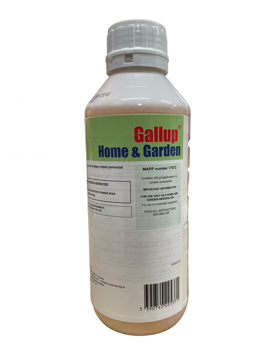 Gallup Home & Garden Weed Killer 1L - Glyphosate High Industrial Concentrate Strength Herbicide Weed Killer for Effective Perennial Grass & Broad Leaved Weeds (Most Effective Total Weedkiller)