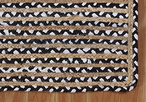 Tapis de sol en jute résistant et multifonction beige noir - 7