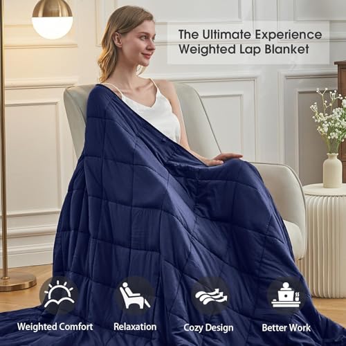 Navy Blue Weighted Blanket for Adults 25lbs, 88"x104", Cal King Cooling Heavy Throw Blanket for 220-280lbs, Microfiber Soft Thick Big Blankets Weighted Comforter Gift for Sleeping