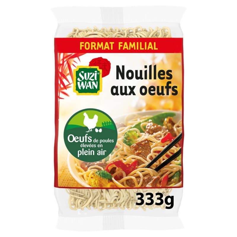 SUZI WAN - Nouilles Aux Oeufs 333G - Pâtes Asiatiques Fraîches pour une cuisine authentique et savoureuse. - Lot De 4 - Vendu Par Lot