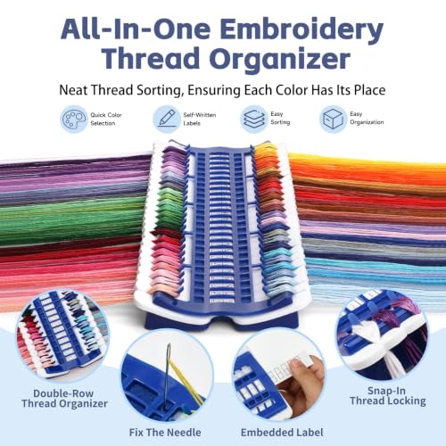 Image of 50 Position Embroidery Floss Organizer Thread Organizers with 15P Card | Thread Shelf Floss Organizer Embroidery Shelf with 15Pcs Replaceable Card Thread Holder for Sewing Embroidery Thread Plastic